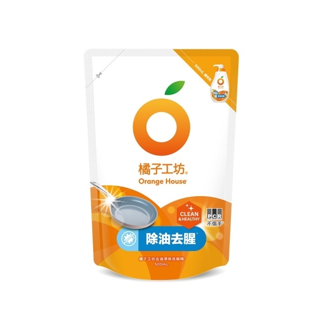 橘子工坊 蔬果碗盤洗碗精補充包-去油淨味500mlx6包