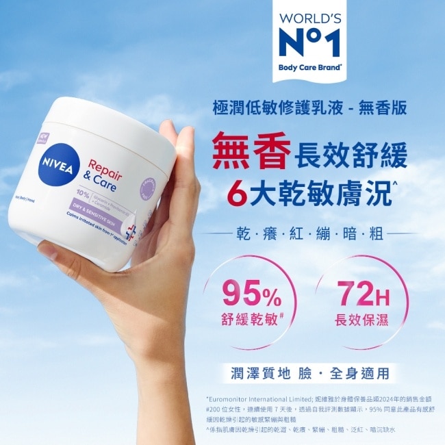妮維雅極潤低敏修護乳霜 無香版400ML image
