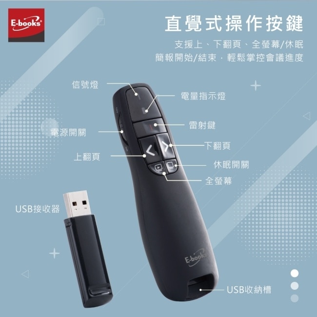 E-books E6 專業級翻頁紅光雷射無線簡報筆