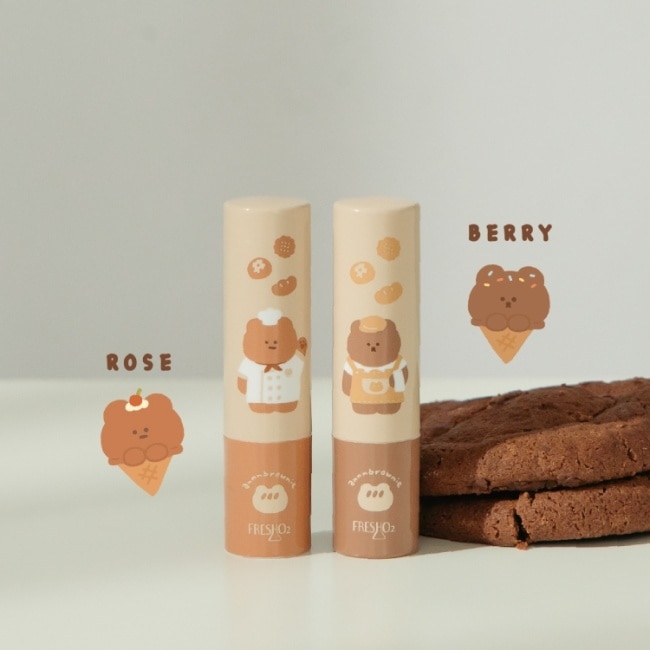 FreshO2 X 布朗尼 感應換色潤唇棒雙入組 3.3g*2