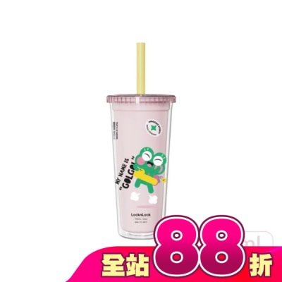 LOCK&LOCK樂扣樂扣 - 樂扣樂扣酷趣珍奶吸管杯/750ml/開心蛙粉