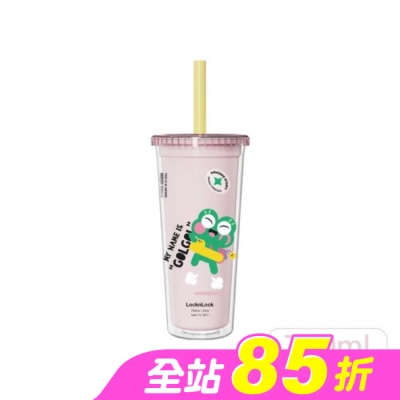 LOCK&LOCK樂扣樂扣 - 樂扣樂扣酷趣珍奶吸管杯/750ml/開心蛙粉