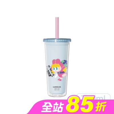 LOCK&LOCK樂扣樂扣 - 樂扣樂扣酷趣珍奶吸管杯/750ml/淘氣娃藍