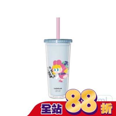 LOCK&LOCK樂扣樂扣 - 樂扣樂扣酷趣珍奶吸管杯/750ml/淘氣娃藍