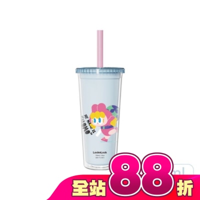 LOCK&LOCK樂扣樂扣 - 樂扣樂扣酷趣珍奶吸管杯/750ml/淘氣娃藍