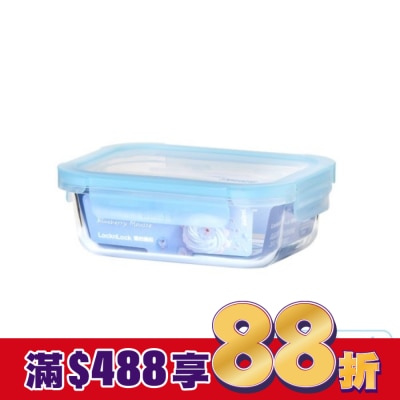 LOCK&LOCK樂扣樂扣 樂扣樂扣藍莓慕斯耐熱玻璃保鮮盒/長方形/640ml