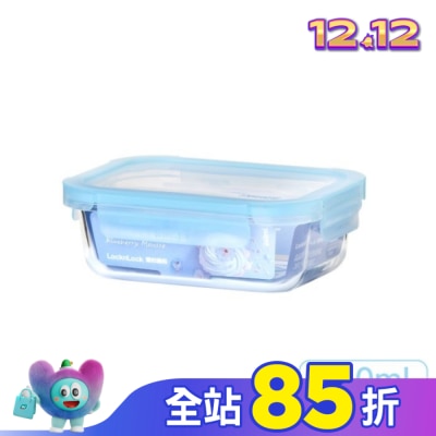 LOCK&LOCK樂扣樂扣 樂扣樂扣藍莓慕斯耐熱玻璃保鮮盒/長方形/640ml