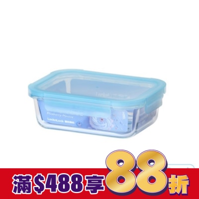 LOCK&LOCK樂扣樂扣 樂扣樂扣藍莓慕斯耐熱玻璃保鮮盒/長方形/1040ml