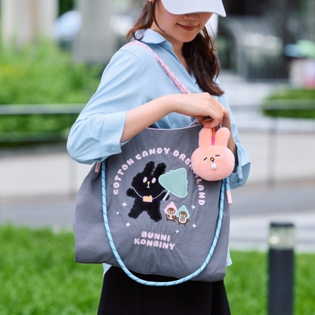 BUNNI KONBINY 兔子便利商店 美兔繡繡托特包(灰)