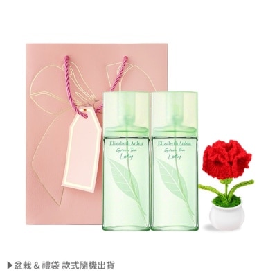 ARDEN ARDEN 雅頓 綠茶蓮花香水(100ml)X2+針織玫瑰-附提袋-情人節獻禮-國際航空版