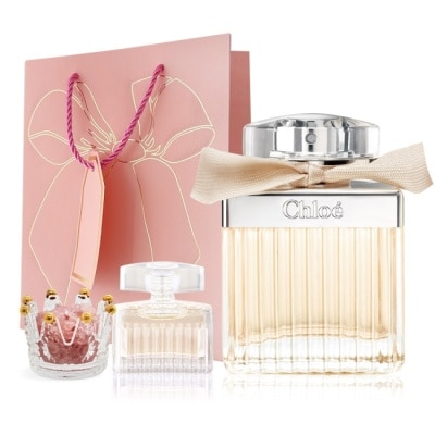 Chloe  克羅埃 - Chloe’ 同名女性淡香精愛戀香氛組[(75ml)+(5ml)+粉水晶擴香]附提袋-情人節獻禮-專櫃公司貨