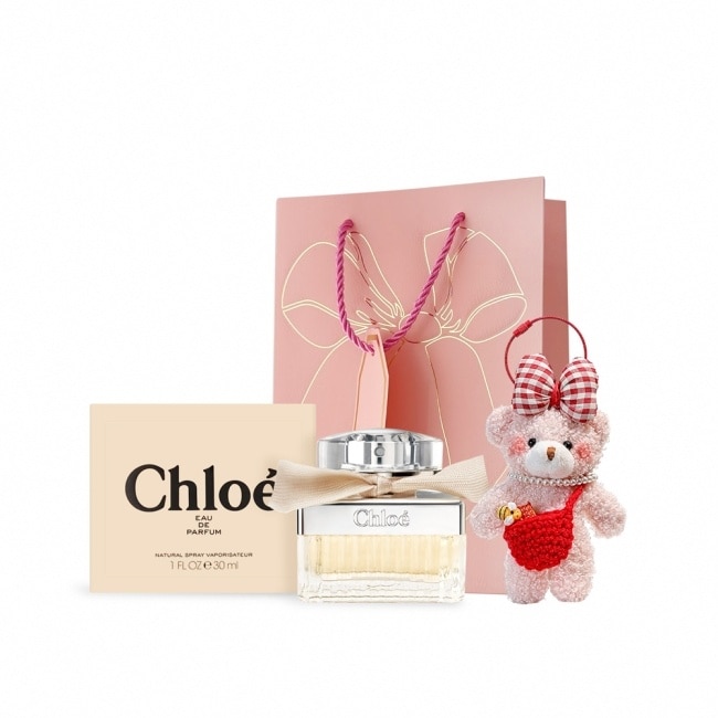 Chloe’ 香氛小熊組[同名女性淡香精(30ml)+貴婦小熊玩偶吊飾]附提袋-專櫃公司貨