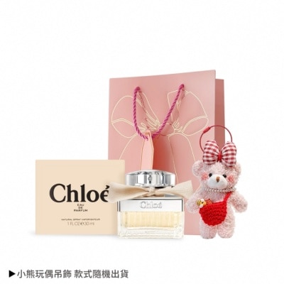 Chloe  克羅埃 Chloe’ 香氛小熊組[同名女性淡香精(30ml)+貴婦小熊玩偶吊飾]附提袋-情人節限定禮-專櫃公司貨