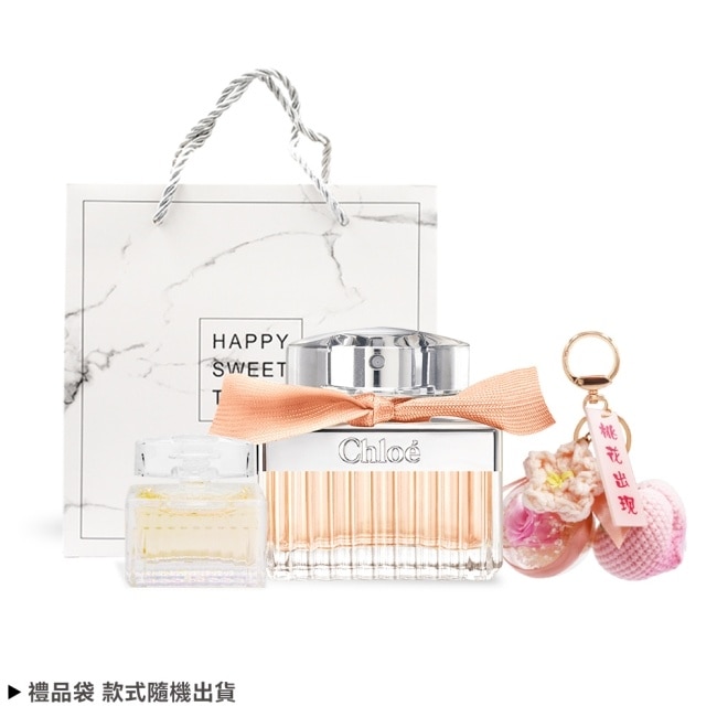 Chloe’ 情人節浪漫雙香戀語掛飾組[沁漾玫瑰女性淡香水(30ml+5ml)+祝福掛飾]附提袋-國際航空版
