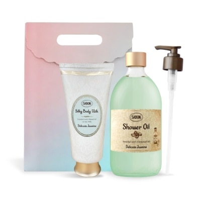 SABON - SABON 茉莉花語絲綢Q彈肌必備組[沐浴油500ml+絲綢身體乳液200ml]-國際航空版