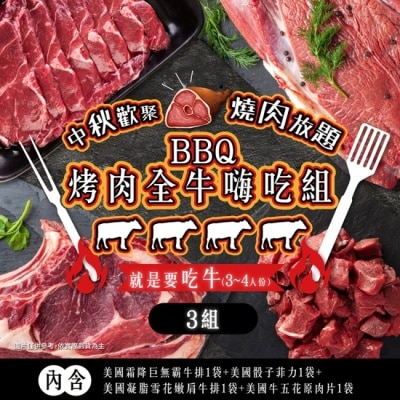 家購網嚴選 【家購網嚴選】BBQ烤肉全牛嗨吃组3-4人份X3組