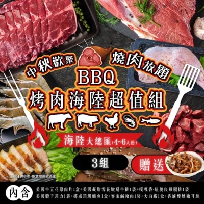 HBS 【家購網嚴選】BBQ烤肉海陸all in超值組4-6人份X3組