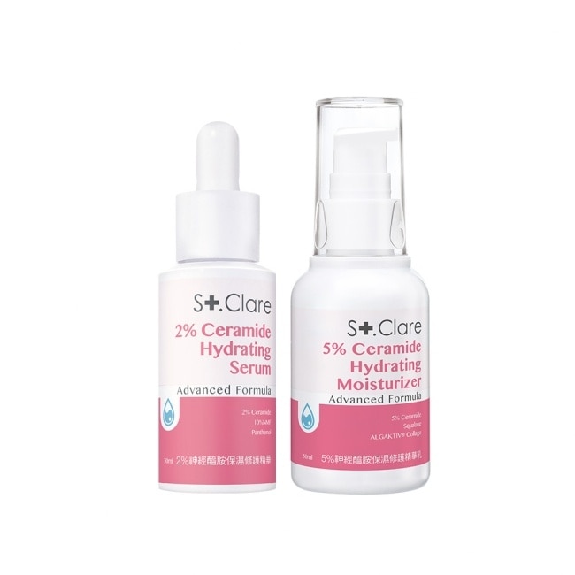 St.Clare聖克萊爾 2%神經醯胺保濕修護精華30ml+5%神經醯胺保濕修護精華乳50ml