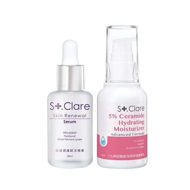 St.Clare聖克萊爾 倍速修護賦活精華30ml+5神經醯胺保濕修護精華乳50ml