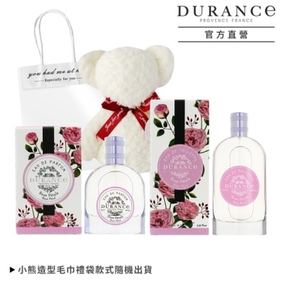 DURANCE DURANCE朵昂思 花漾香水禮盒組[淡香水+淡香精+小熊禮袋]-玫瑰花瓣-專櫃公司貨