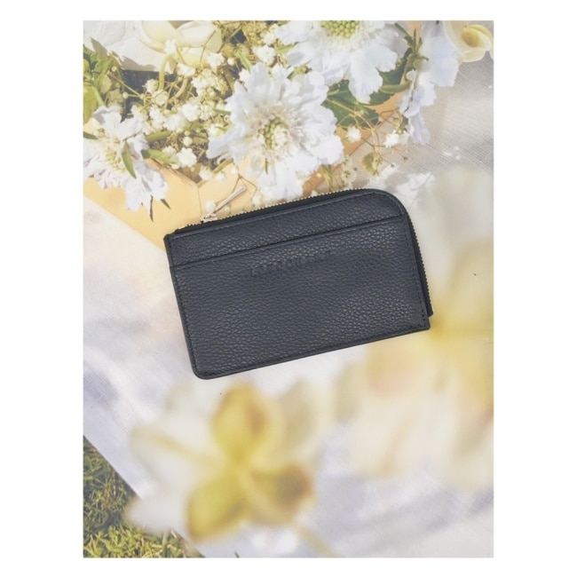 LONGCHAMP LE FOULONNE系列牛皮卡片零錢包(黑)30034-021-001
