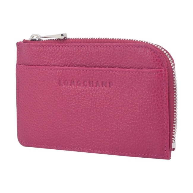 LONGCHAMP LE FOULONNE系列牛皮卡片零錢包(甜菜根)30034-021-M06