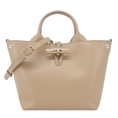 LONGCHAMP LONGCHAMP LE ROSEAU系列竹節滑面小牛皮兩用包(小/香草)10273-HGC-M05