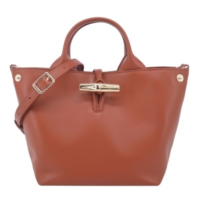 LONGCHAMP LONGCHAMP LE ROSEAU系列竹節滑面小牛皮兩用包(小/樹皮紅)10273-HGC-M11