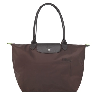 LONGCHAMP LONGCHAMP LE PLIAGE GREEN系列刺繡肩背水餃包(大/摩卡棕)1899-919-002