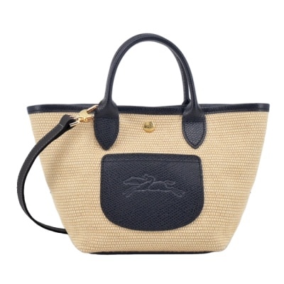LONGCHAMP LONGCHAMP LE PANIER PLIAGE系列編織兩用提籃包(迷你/黑)10307-HGK-001