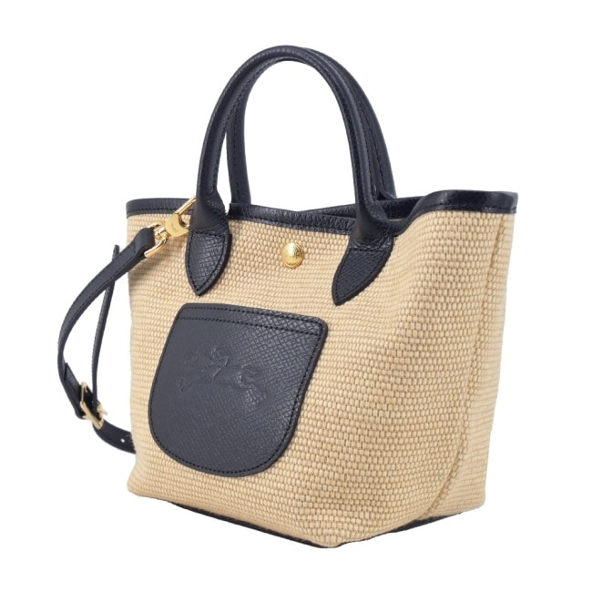 LONGCHAMP LE PANIER PLIAGE系列編織兩用提籃包(迷你/黑)10307-HGK-001