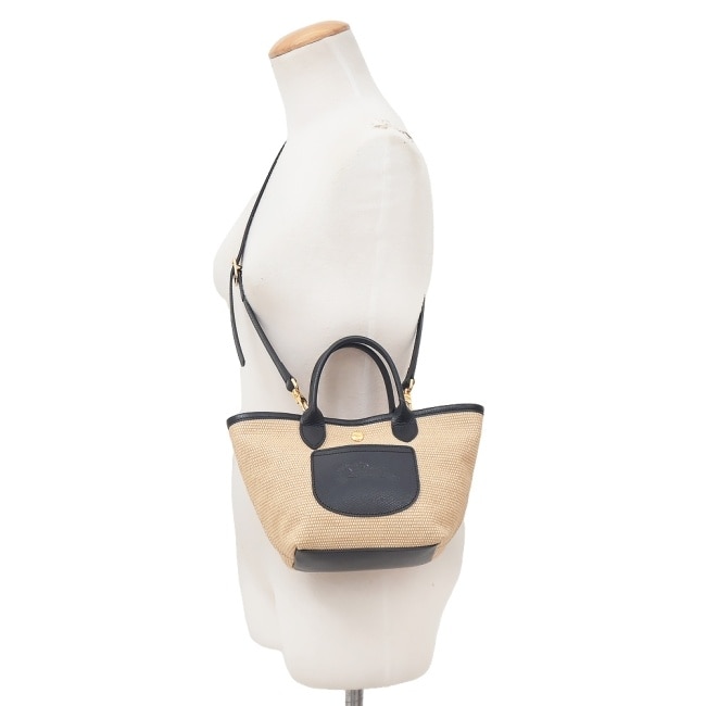 LONGCHAMP LE PANIER PLIAGE系列編織兩用提籃包(迷你/黑)10307-HGK-001