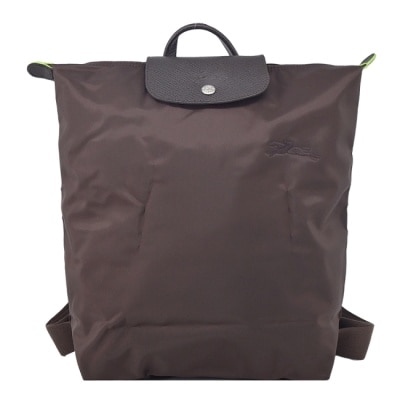 LONGCHAMP LONGCHAMP LE PLIAGE GREEN系列刺繡摺疊後背包(中/摩卡棕)10284-919-002
