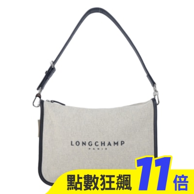 LONGCHAMP LONGCHAMP ESSENTIAL系列帆布LOGO字母肩背包(大/亞麻)10323-HSG-037