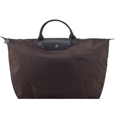 LONGCHAMP LONGCHAMP LE PLIAGE GREEN系列刺繡摺疊旅行袋(小/摩卡棕)1624-919-002