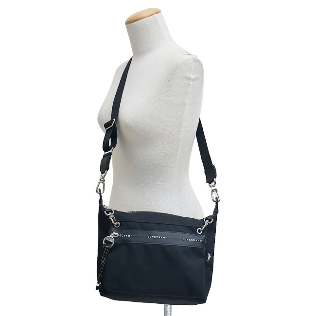 LONGCHAMP LE PLIAGE ENERGY系列再生尼龍雙袋斜背包(小/黑)10320-HSR-001