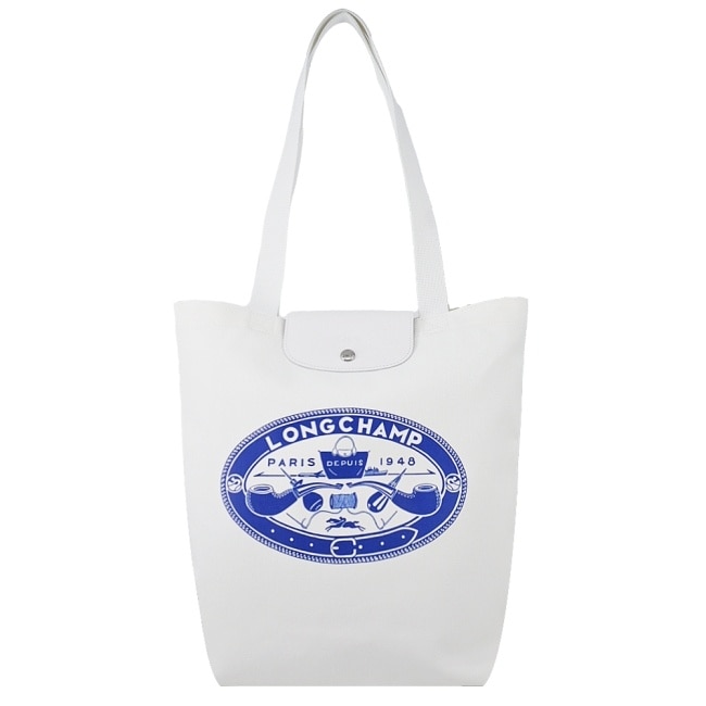 LONGCHAMP LE PLIAGE系列設計款棉質帆布肩揹包(中/亞麻)10326-HIA-037