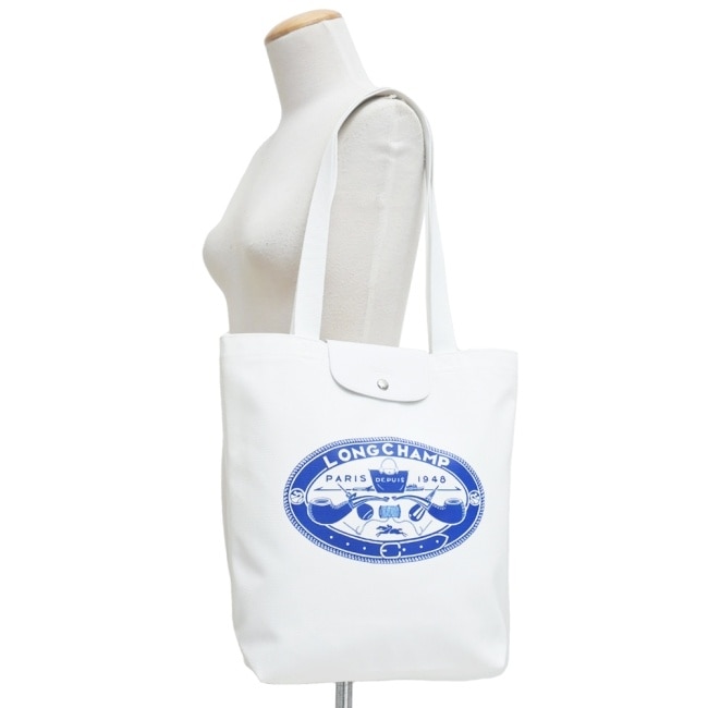LONGCHAMP LE PLIAGE系列設計款棉質帆布肩揹包(中/亞麻)10326-HIA-037