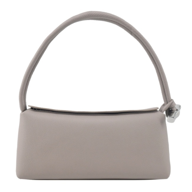 LONGCHAMP LE ROSEAU系列金屬竹節牛皮方形肩背包(中/泥褐)10324-HFP-266