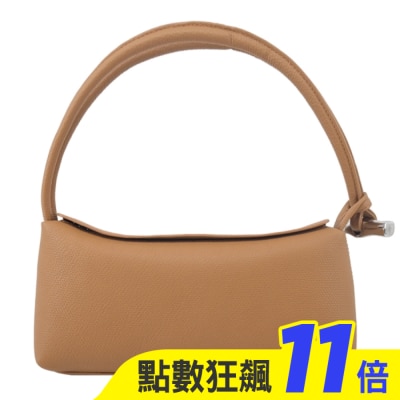 LONGCHAMP LONGCHAMP LE ROSEAU系列金屬竹節牛皮方形肩背包(中/核桃棕)10324-HFP-371