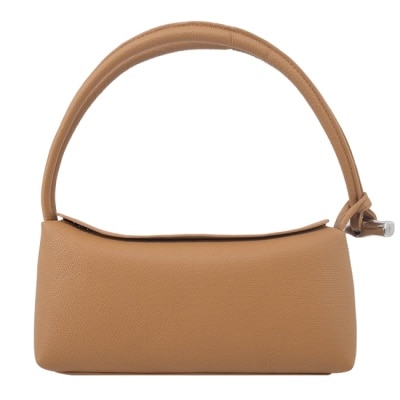 LONGCHAMP LONGCHAMP LE ROSEAU系列金屬竹節牛皮方形肩背包(中/核桃棕)10324-HFP-371