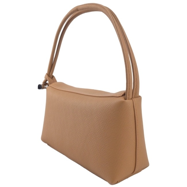 LONGCHAMP LE ROSEAU系列金屬竹節牛皮方形肩背包(中/核桃棕)10324-HFP-371