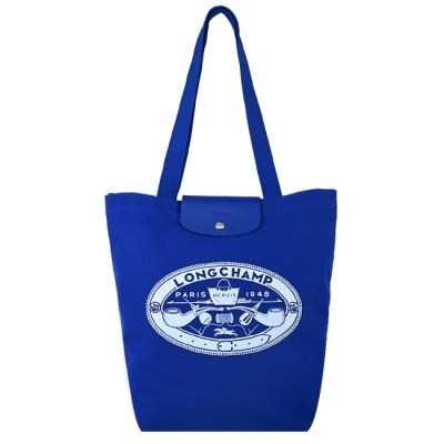 LONGCHAMP LONGCHAMP LE PLIAGE系列設計款棉質帆布肩揹包(中/鈷藍)10326-HIA-487