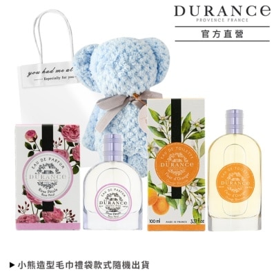 DURANCE DURANCE朵昂思 花漾香水禮盒組[淡香水+淡香精+小熊禮袋]-橙花+玫瑰-專櫃公司貨