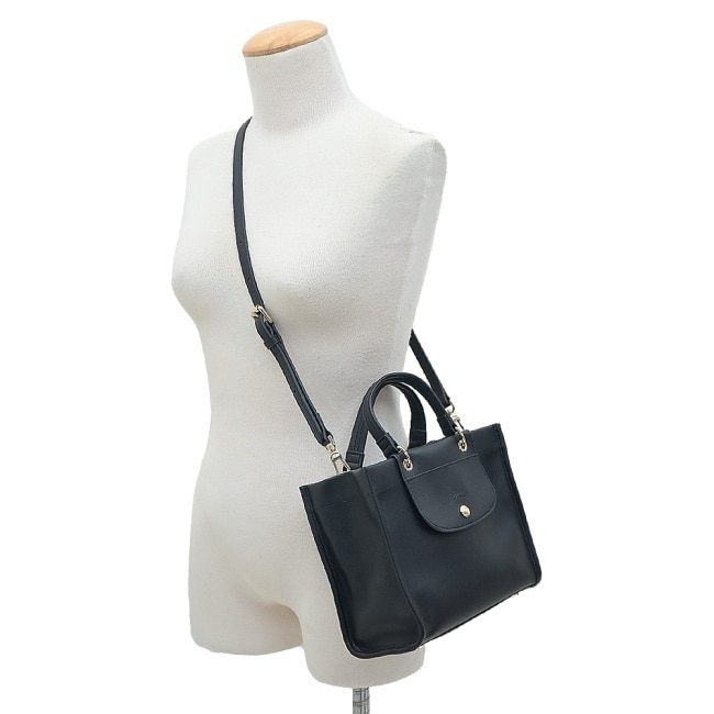 LONGCHAMP CABAS LONGCHAMP系列羊皮兩用包(小/黑)10309-HGO-001