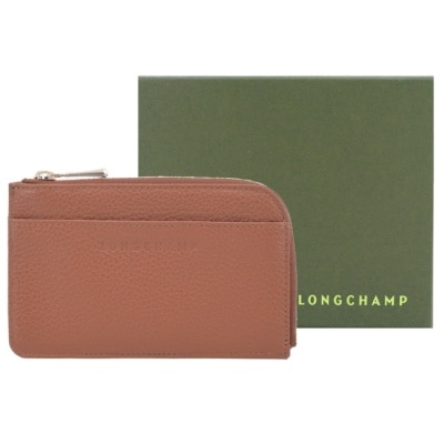 LONGCHAMP LONGCHAMP LE FOULONNE系列牛皮卡片零錢包(焦糖)30034-021-121