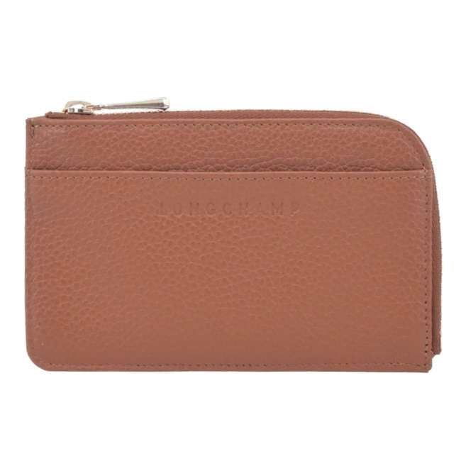 LONGCHAMP LE FOULONNE系列牛皮卡片零錢包(焦糖)30034-021-121
