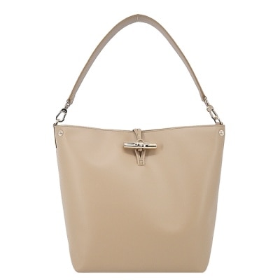 LONGCHAMP LONGCHAMP LE ROSEAU系列竹節滑面小牛皮單肩包(中/香草)10281-HGC-M05