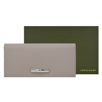 LONGCHAMP LONGCHAMP LE ROSEAU系列竹節牛皮簡約翻蓋長夾(泥褐)30050-HFP-266