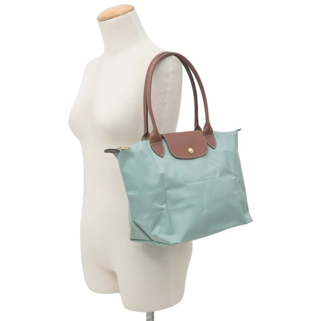 LONGCHAMP LE PLIAGE系列長把再生尼龍摺疊水餃包(中/青瓷綠)2605-089-P99